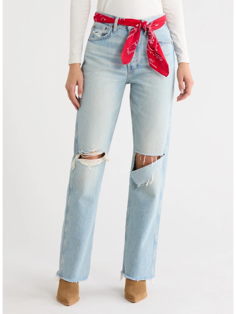 RE/DONE 90s High Rise Loose Jean with Bandana Belt
